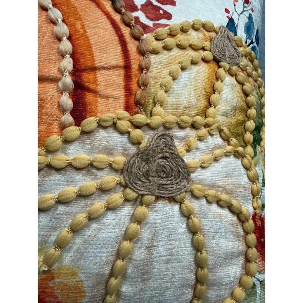 New Ashland Fall Pumpkin Throw Pillow 16x16 Harvest Floral‎ Autumn Decor Rustic